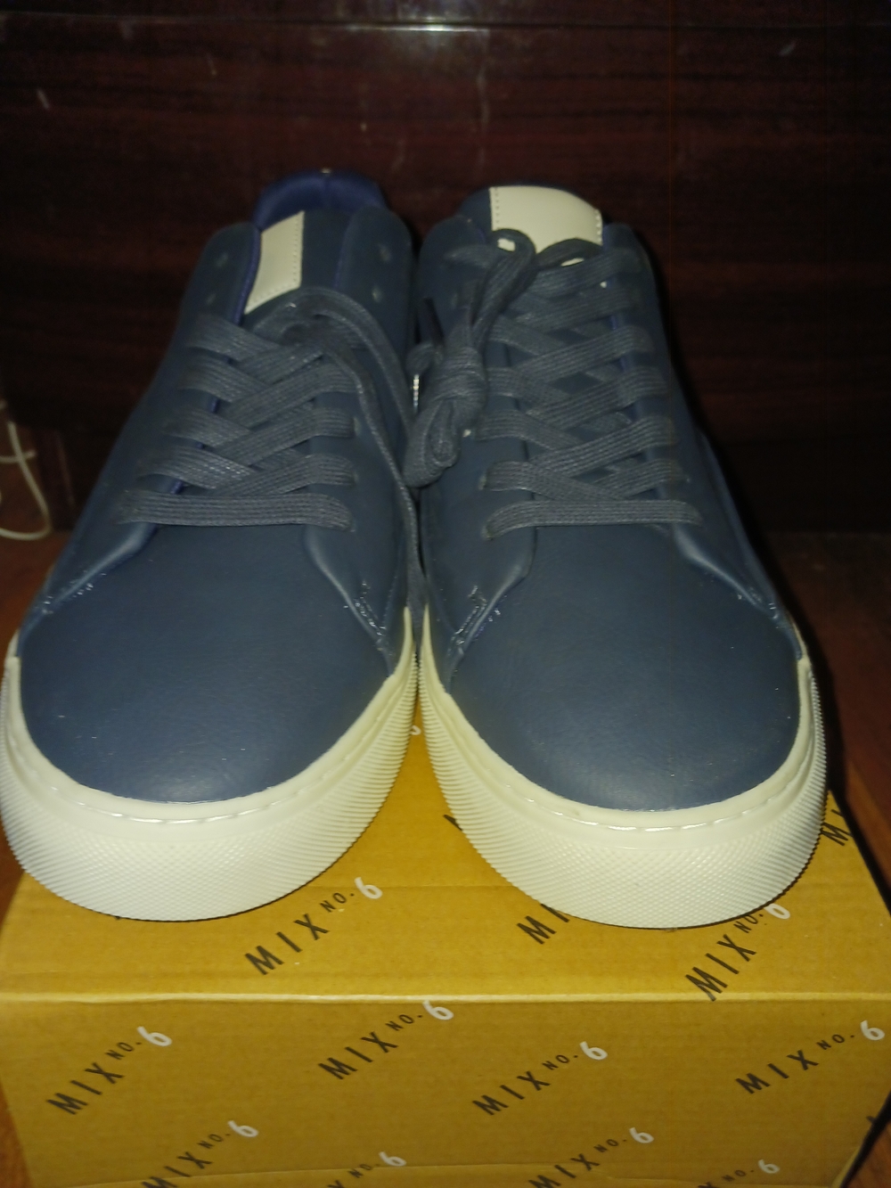 Mix No. 6 Navy and Cream Low-Top Sneakers